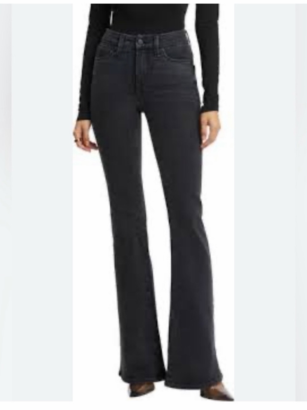 Good American Flare Jeans Faded Black Stretch High Waisted Size 12. - Picture 2 of 13